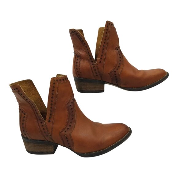 Very Volatile Brescia Western Boot Womens 7 Bootie Ankle Slip On Brown Leather - Picture 12 of 16